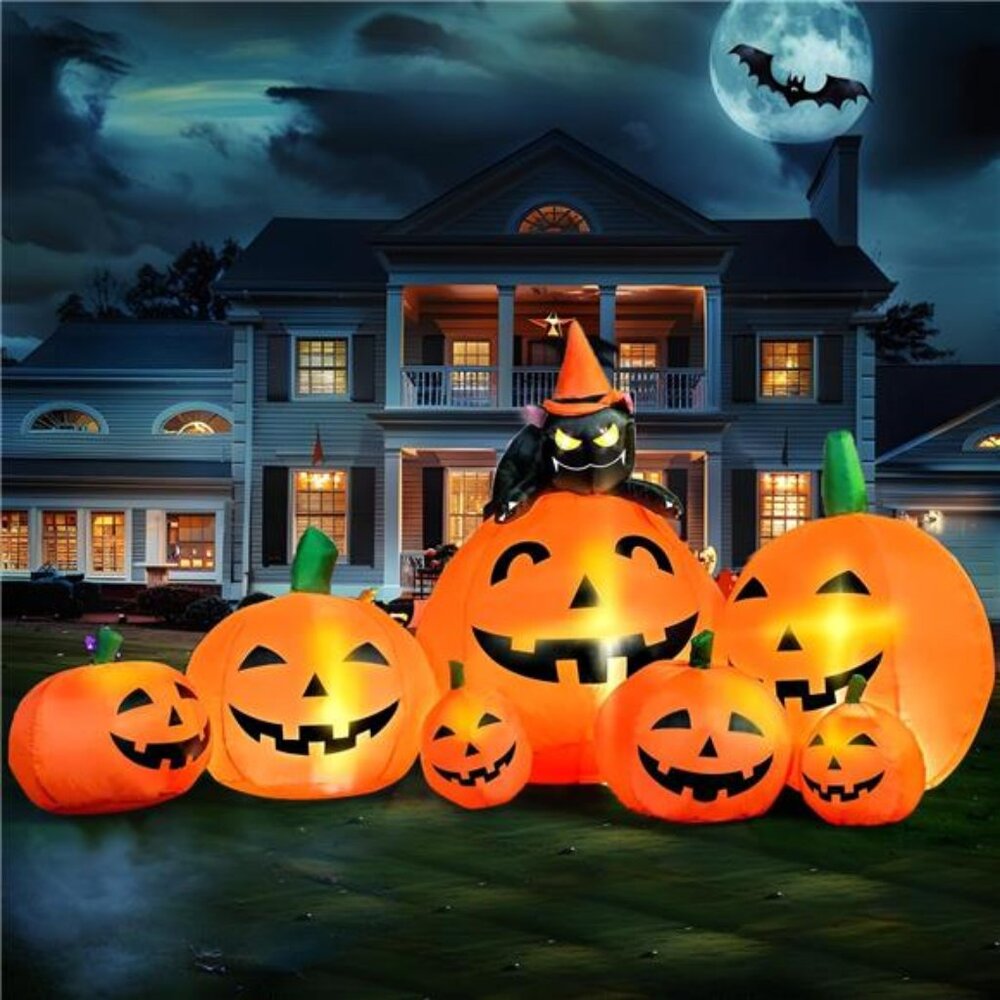 7 FT Long Halloween Inflatables Pumpkin Outdoor Decorations, 7